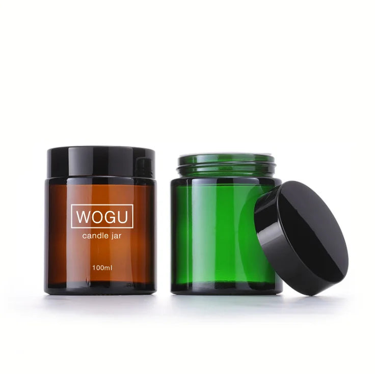New Product Cosmetic Packaging Skincare Glass Cream Container 100ml 100g Eco-friendly Blue Green Brown CandleJar