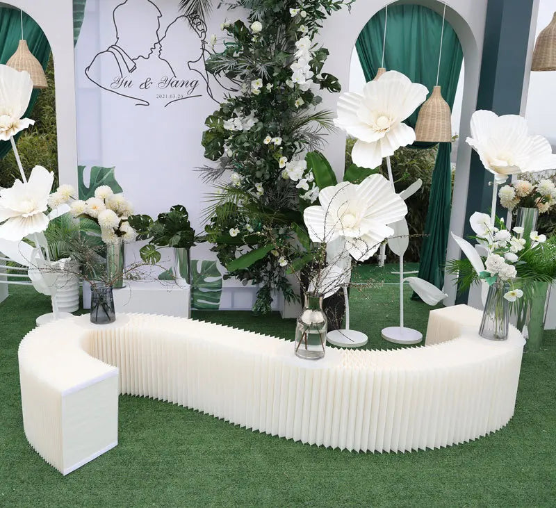 Wedding Dessert  Flowers Stand Paper Art Foldable Long Display Stand Paper Decoration