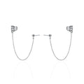 WMG4375 Uniquely Stylish Sterling Silver 925 C-Shaped Triple Ear Clip One Type Multi-Wear Long Ear Chain Earrings