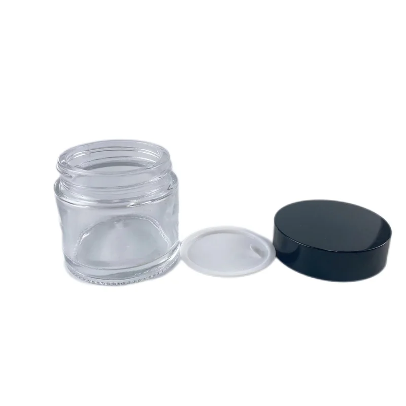 High Quality Glass Bottle for Cream Cosmetic Packaging Empty Skincare Containers clear Glass Cream Jars