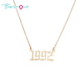 Bestone Wholesale 316L Stainless Steel Year Necklace Birthday Number Pendant Necklace Jewelry Personality Birthday Gift