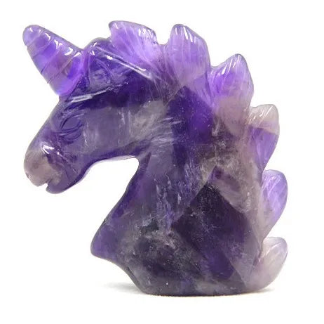 Huiying 50*50*18mm Home Decoration hand carved purple quartz unicorn amethyst carving for craft