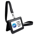 Genuine Leather Folded Badge Holder 2 Pockets ID Wallet Pouch With Polyester Lanyard Neck Strap Buck Sale