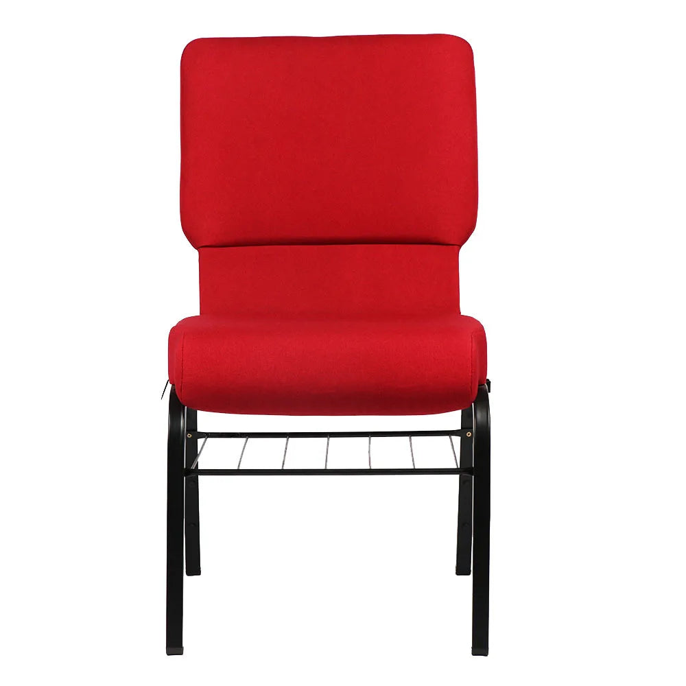 Church Chair with Bookshelf and Bag Back Can Be Connected to Stackable Iron Prayer Chair in the Auditorium