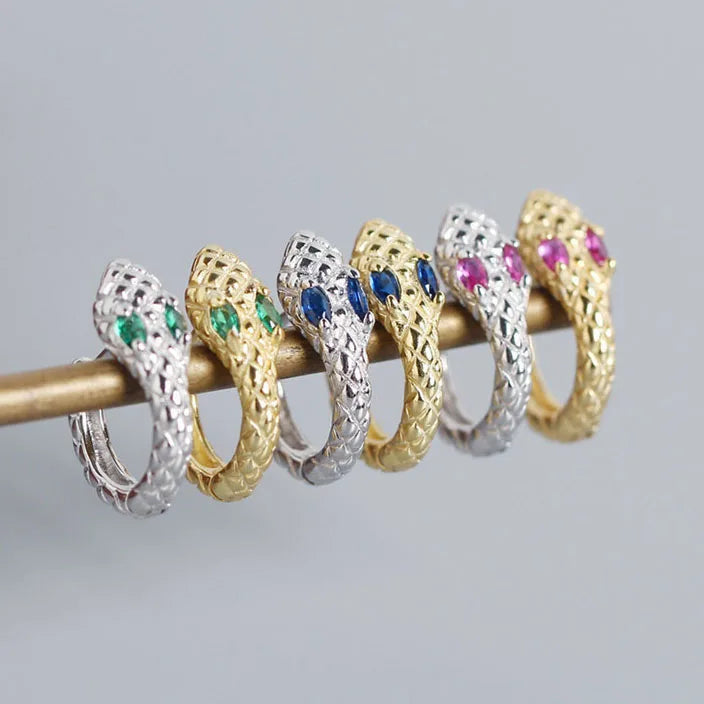 High Quality 2020 New Design INS 925 Sterling Silver Jewelry Cubic Zirconia Snake Hoop Earrings Women