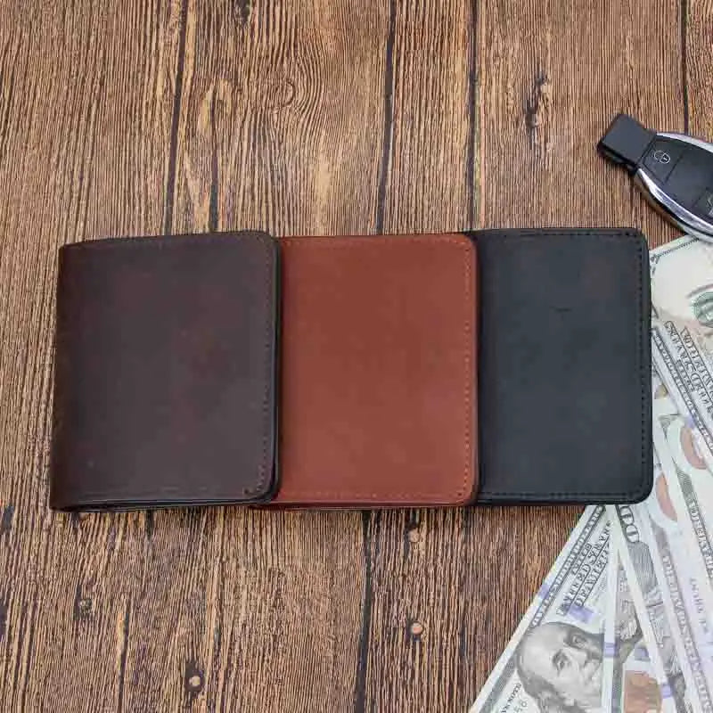 2026 New Design Crazy Horse Leather Card Holder Wallet RFID Blocking Men Slim Wallet