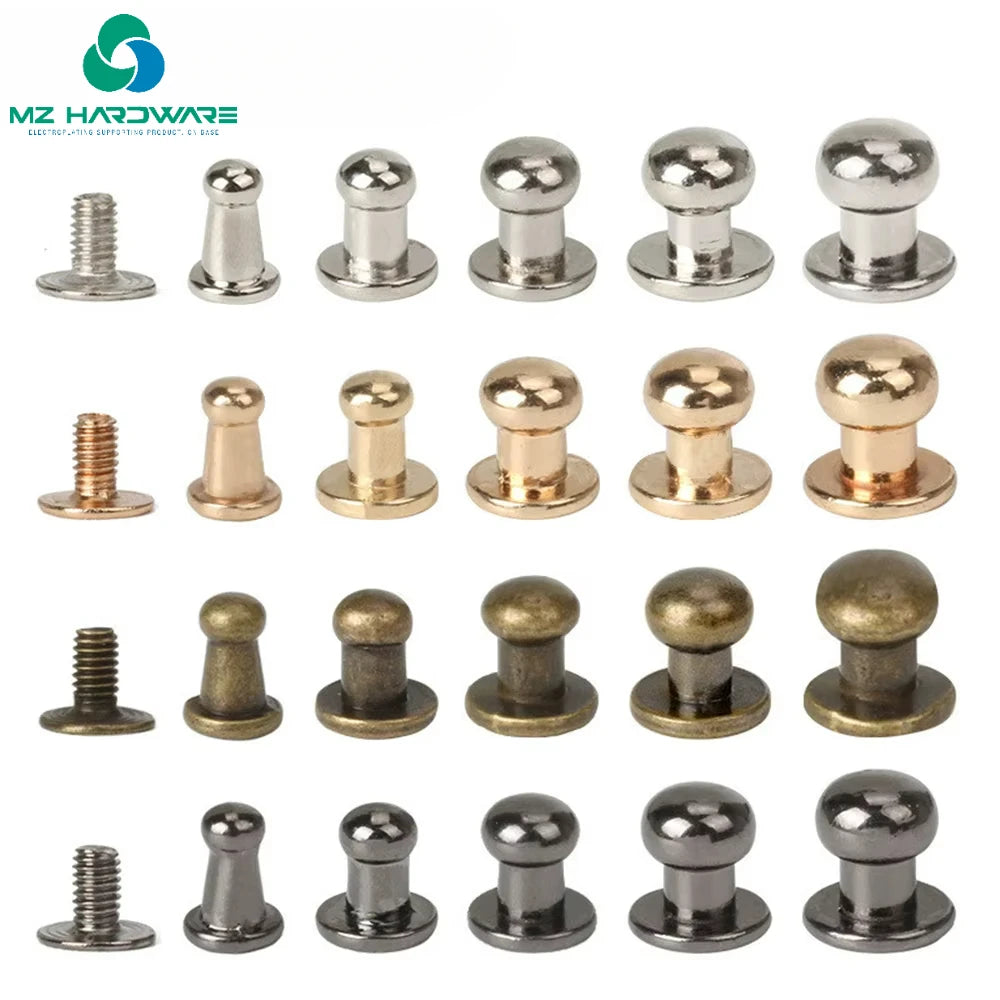 MZhardware 4/5/6/7/8/9/10MM Round Knob Rivets Metal Monk Head Screws Studs Alloy Nail BuckleTack Cloth Button Bag Leather Crafts