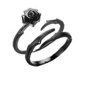 BASQUESUN Factory Wholesale Custom Retro Black Rose Couple Trendy Personalized Flower Open Fashion Thorn Rose Couple Ring