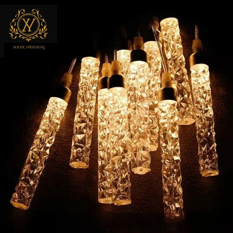 Factory Wedding Props Fan-line Glass Column Ceiling Light Wedding Hall Hotel Ceiling Decorative Light