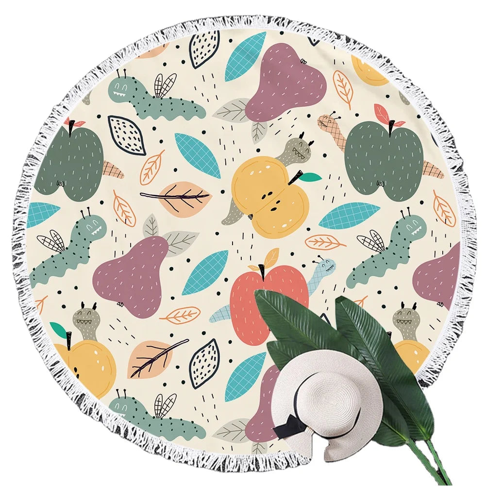 Circle Beach Towel Custom Bath Hotel Beach Hot Sale Microfiber Family Novelty Printed 150*150cm Eco-Friendly Quick-Dry