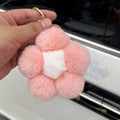 Wholesale Puff Key Ring Bag Car Flower Key Pendant Fur Ball Stuffed Plush Keychains Toys Flower Pom Pom Flower Fluffy Key Chains