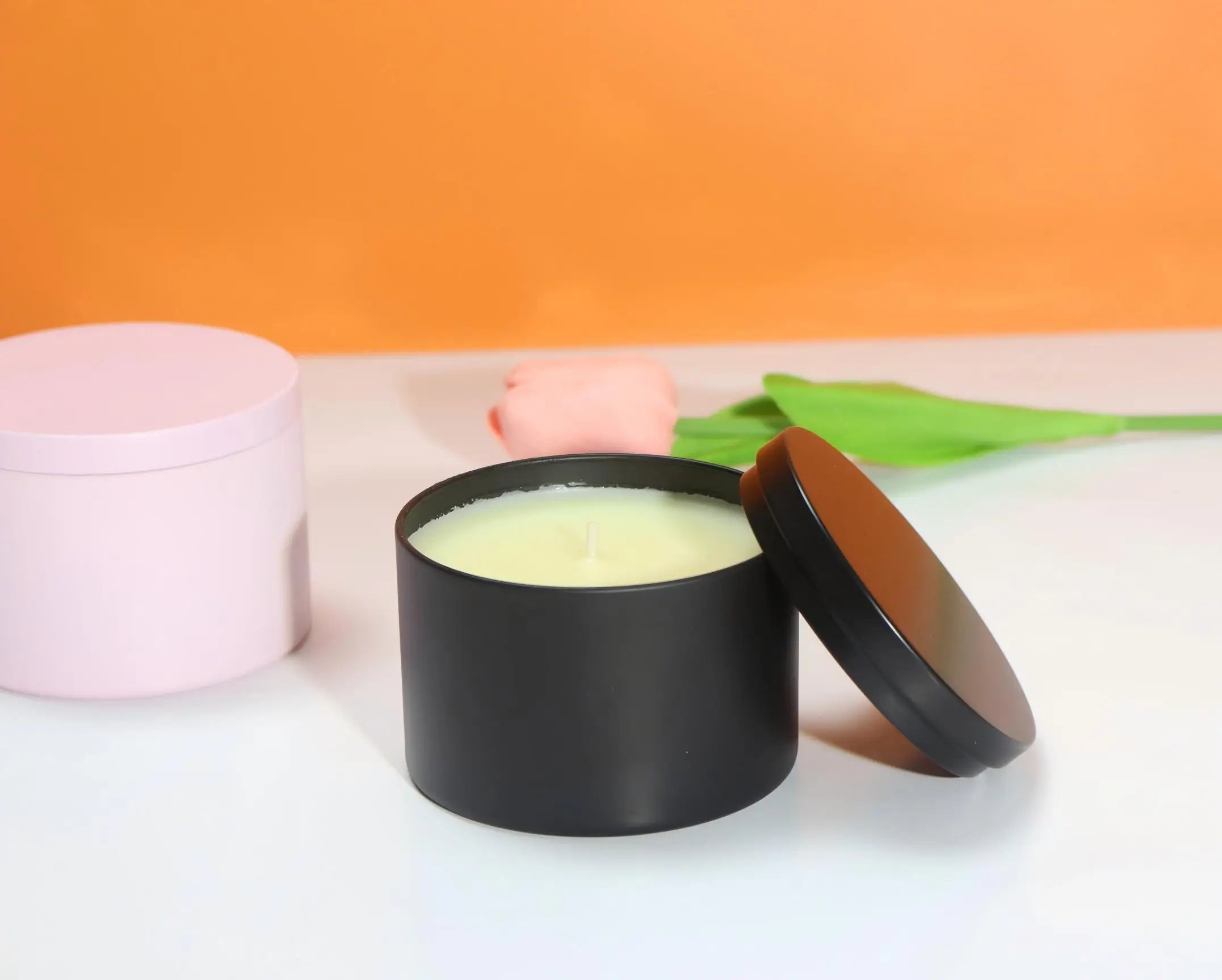 Custom Empty Candle Can Scented Wax Wooden Grain Candle Tins Travel Black Green Gold Candle Tin With Lid 8oz