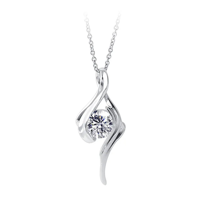 Messi Jewelry MS-209 1.0carat CVD  18K 14k White Gold Necklace AU750 Lab Diamond Necklace
