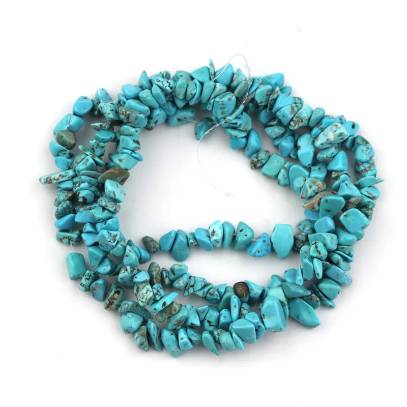 Wholesale Green Turquoise Howlite Tumbled Stone Chip Irregular Shaped Healing Crystal Loose Beads 33"