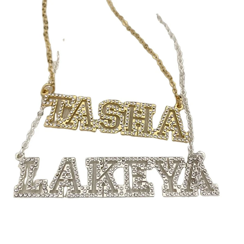 Qiuhan OEM Openwork Letters Pendant Mother's Day Gift 925 Silver Custom Name Necklace for Women