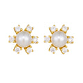 Peishang Wholesale Jewelry 925 Sterling Silver Gold Plated Cz Zircon Flower Stud Earrings