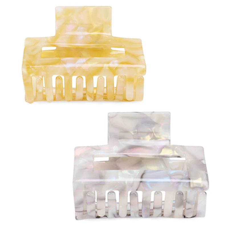 Japan and Korean Style Acetate Hair Claws 6.6cm Rectangular Cellulose Acetate Marble Colors Hair Clips Claws