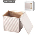 CHEFMADE WK9880 Carbon Steel Bakeware 450g Non Stick Oven Baking Corrugated Square Bread Toast Loaf Pan With Cover