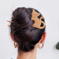 2022 New Design Cute Cat Shape Wooden Hair Clip Women Fashion Simple Hairpin