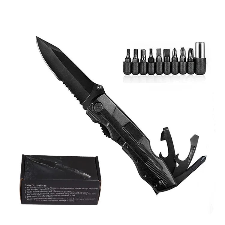 Compact Foldable Industrial Grade Stainless Steel Multi-tool Pliers Saw Blade File Screwdriver Knife Wrench OEM Black Vehicle