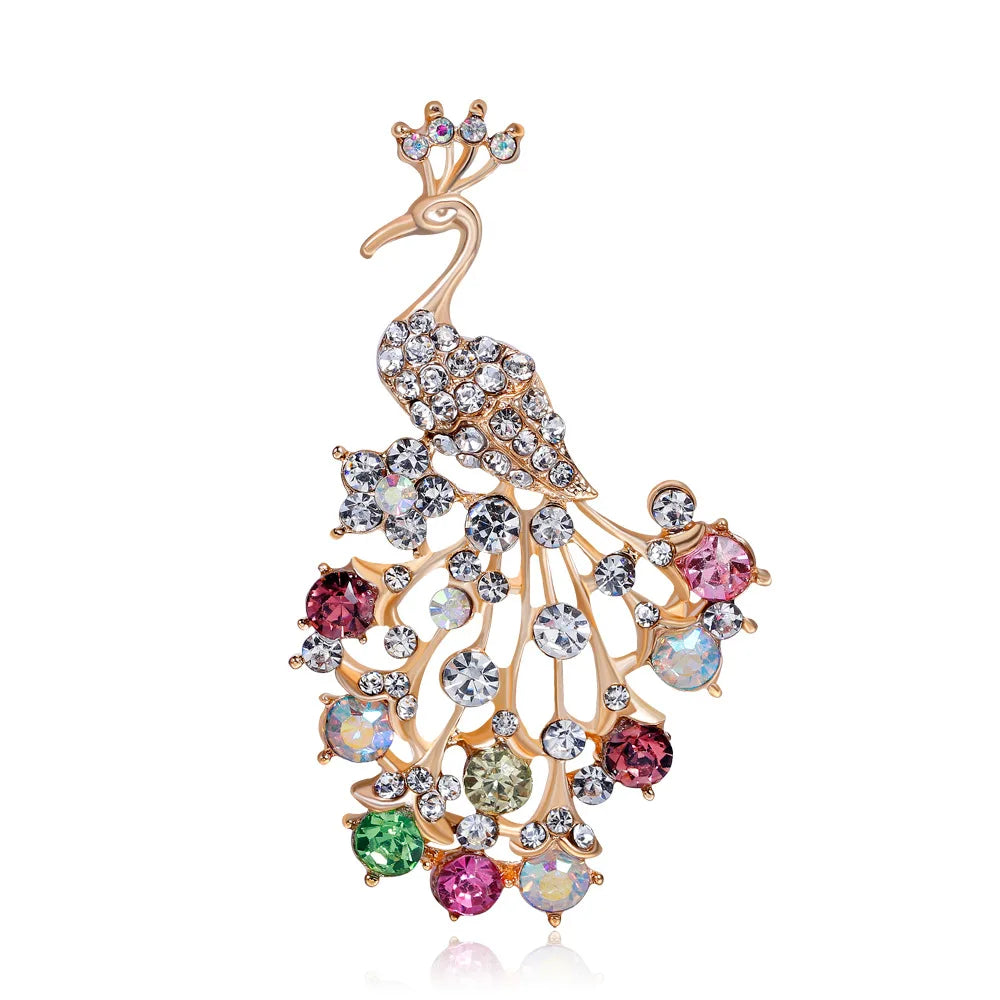 AG071 Hot Sale Fashion Peacock Brooches Rhinestones Peacock Brooch