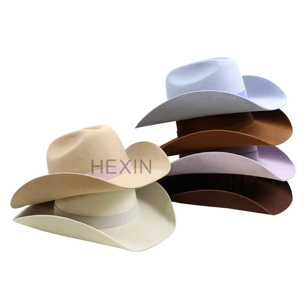 Hexinhats Owned Factory Custom High End Fashion Silverbelly Wool Felt Cowboy Hats for Adult Men MegaBDM