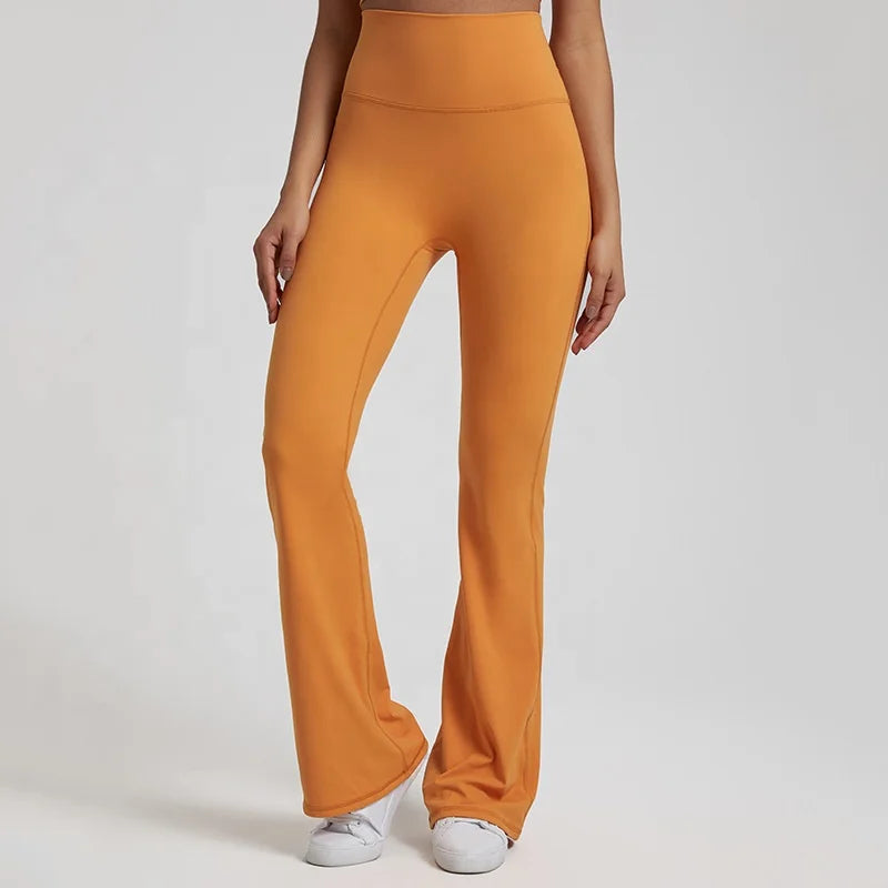 Women High Waist Soft Stretchy Brushed Lightweight Quick Dry Flare Pants
