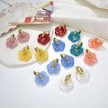 EA1026 Chic Dainty Colorful Acrylic Flower Heart Shaped Dangle Charm Gold Huggie Earrings for LadiesValentine's Day Jewelry
