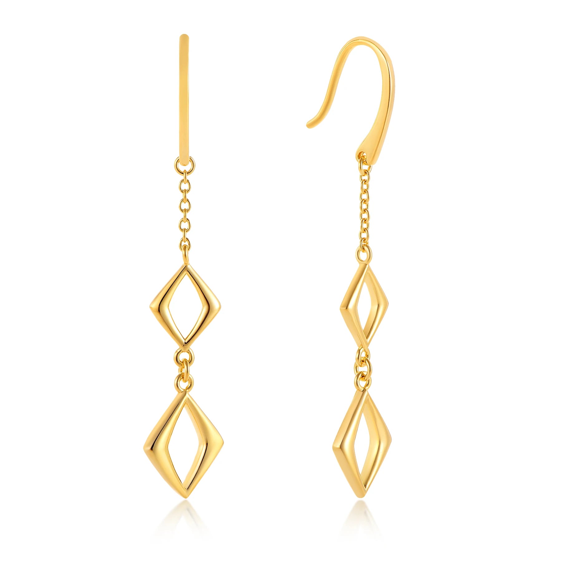 QX Custom OEM 18K Gold Plated Designer Fine Jewelry Luxury Women Minimalist =925 Sterling Silver Long Drop Earrings