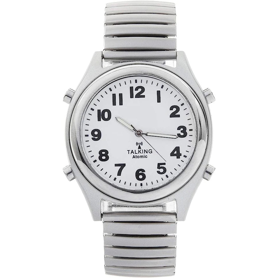 Stainless Steel Strech Band Atomic Talking Watch for Blind and Visually Impaired People