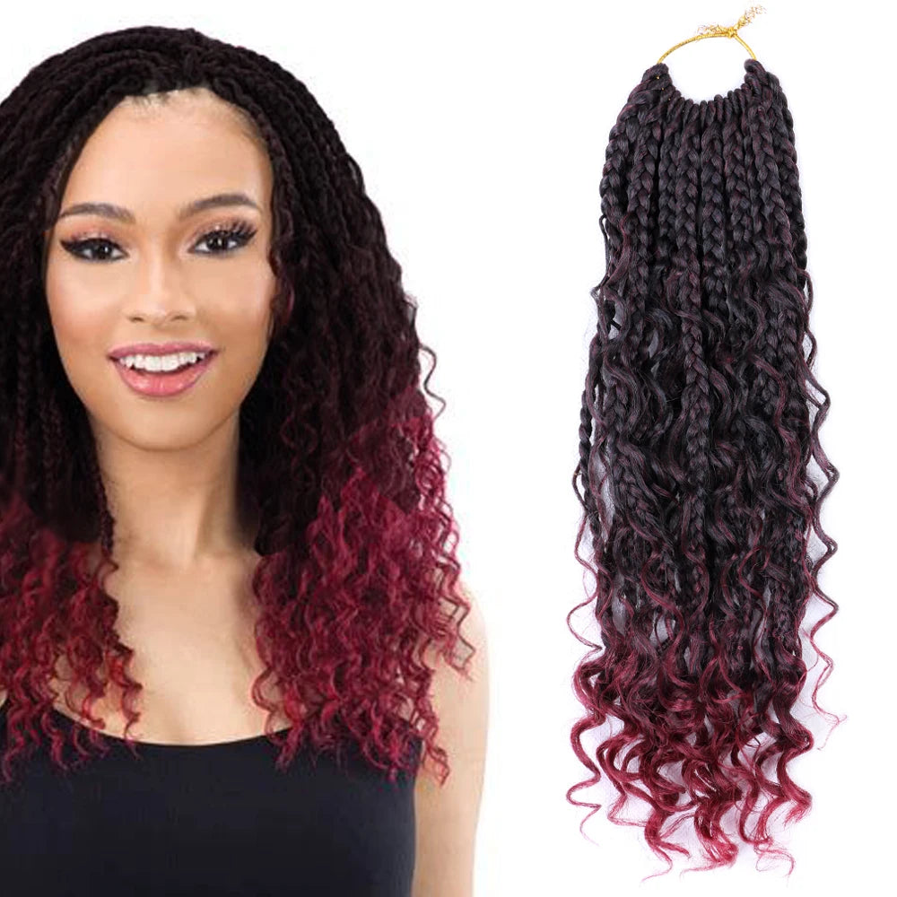 Goddess River Locs Curly River Box Braiding Hair Extensions African Braids Crochet Goddess 14 inch Box Braid