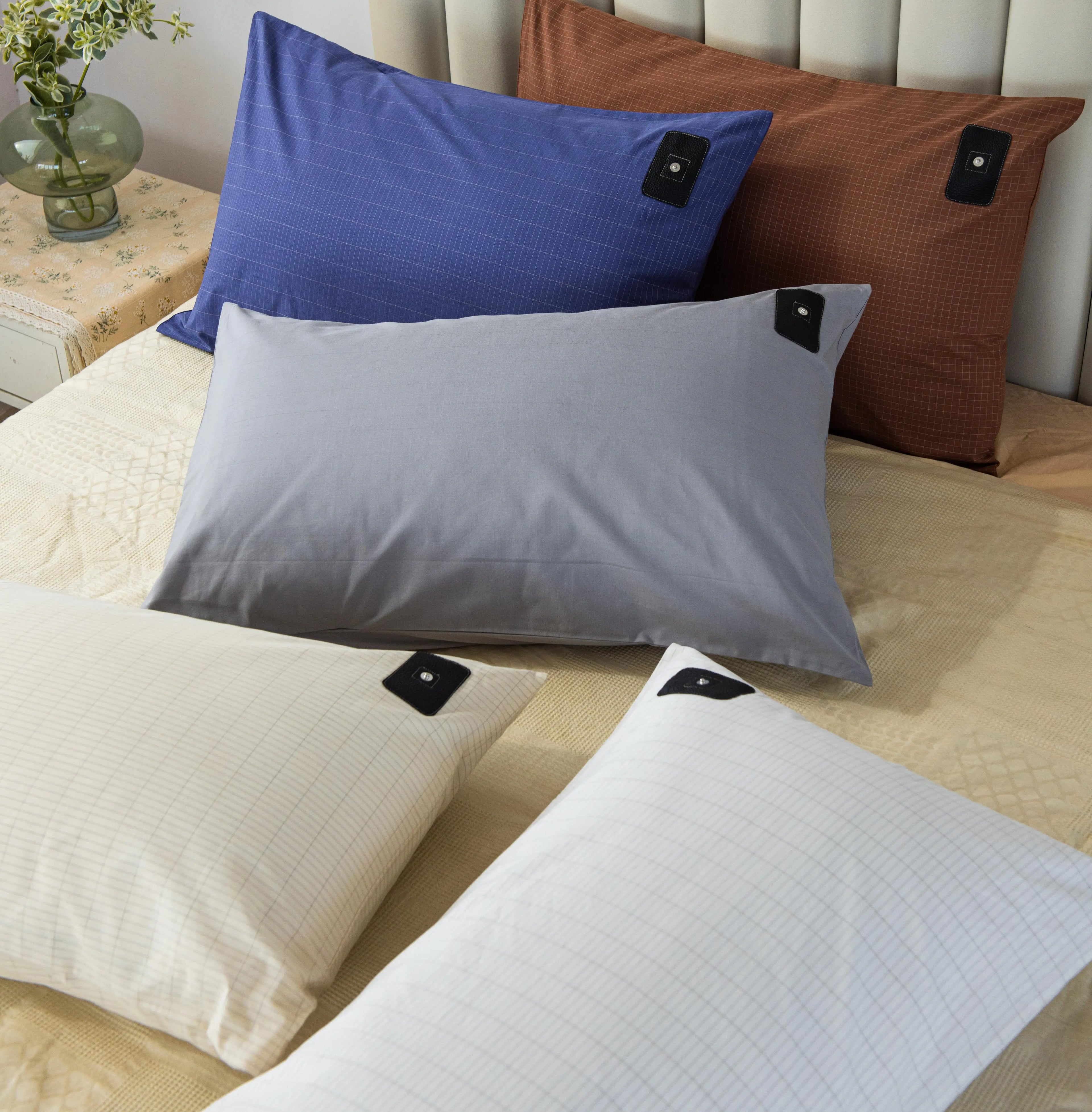 Silver Cotton Conductive Earthing Grounding Pillow case Include a 4.5M Grounding Cord