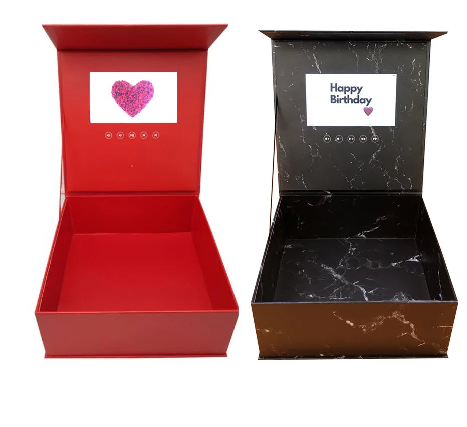 7'' LCD Love Style Paper Video Gift Card Box with Rechargeable Battery & Preloaded Player | Handmade Business Gift Ready to Ship