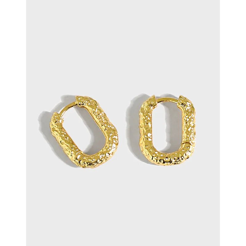 925 Sterling Silver Fashion Irregular Hoop Earrings Oval Melted Pattern Designer Earrings 18K Gold Earrings Women Luxury Jewelry