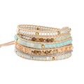 5Layers Mix Natural Stone Wrap Bracelet for Women with Stainless Steel Box Chain Geometriic Copper Beads Boho Bracelets Jewelry