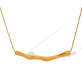 Personalized 18K Gold Plated Stainless Steel Necklace Jewelry Round Snake Chain Irregular Folds Bamboo Pendant Necklace