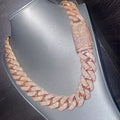 Heavy Solid 925 Sterling Silver 22mm Men's VVS1 Round White Moissanite Diamonds Studded Cuban Link Chain