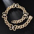 15mm Iced Out Miami Cuban Butterfly Necklace  Gold Silver Chain for Women Hip Hop Jewelry