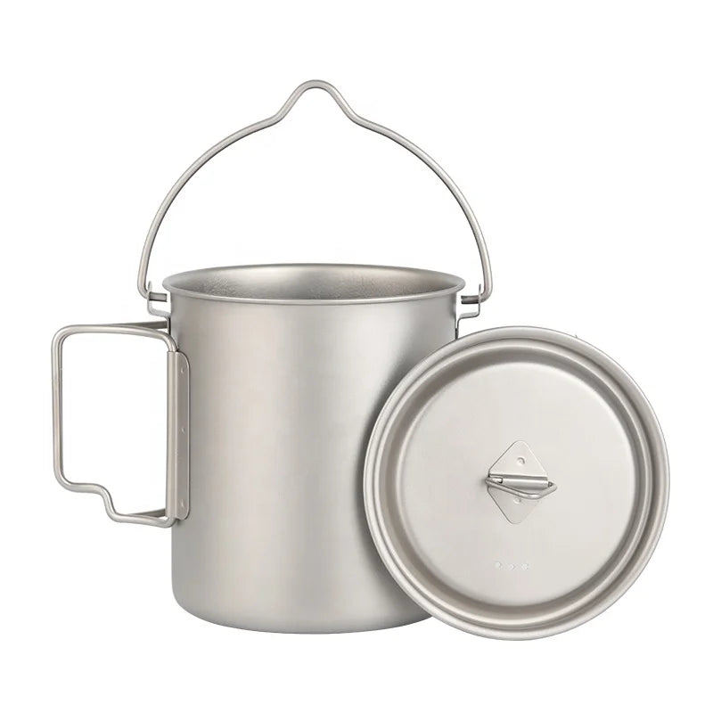 Outdoor Titanium Camping Water Cup Mug Lightweight Titanium 750ml Pot Water Cup Mug Camping Pot