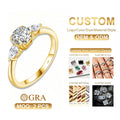 Mini Rings 18k Gold 925 Silver Woman 1 Carat Round Pear Cut Moissanite 3 Stone Women Engagement Diamond Beautiful Ring for Girls