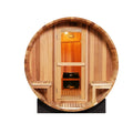 HELIUS Outdoor 2.4M Red Cedar Barrel Sauna | Steam & Dry Heat Hybrid | Panoramic Glass Door | Ready to Ship