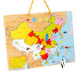 Wholesale Double-Sided Wooden Magnetic World Map Puzzle Educational Construction Toy for Kids