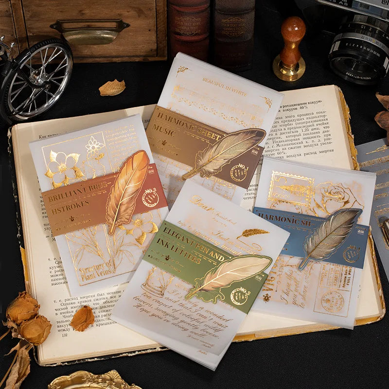 10 Sheets Per Pack of Material Paper Classical Handwriting Series Vintage Stamping Handbook Material Decoration