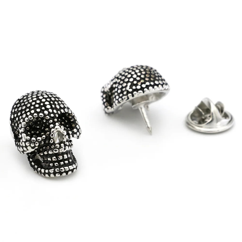 Western Designer Brass Small Pin Brooch Cheap Wholesale Men's Suit Skeleton Corset Decoration Chest Collar Buckle Skull Brooch