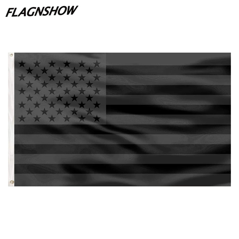 Cheapest High Quality All Black US Flag Ready to Ship OEM Embroidery 3*5 Ft All Black American Flag