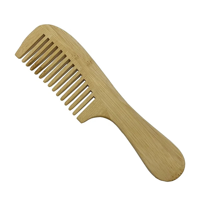 Wholesale Customized ECO Biodegradable Natural Wooden Comb Bamboo Wide Tooth Laser Combs for Home Use
