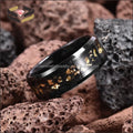 8mm Black Tungsten Wedding Band for Men Gold Leaf Inlay Beveled Edges Trendy Engagement Party Jewelry