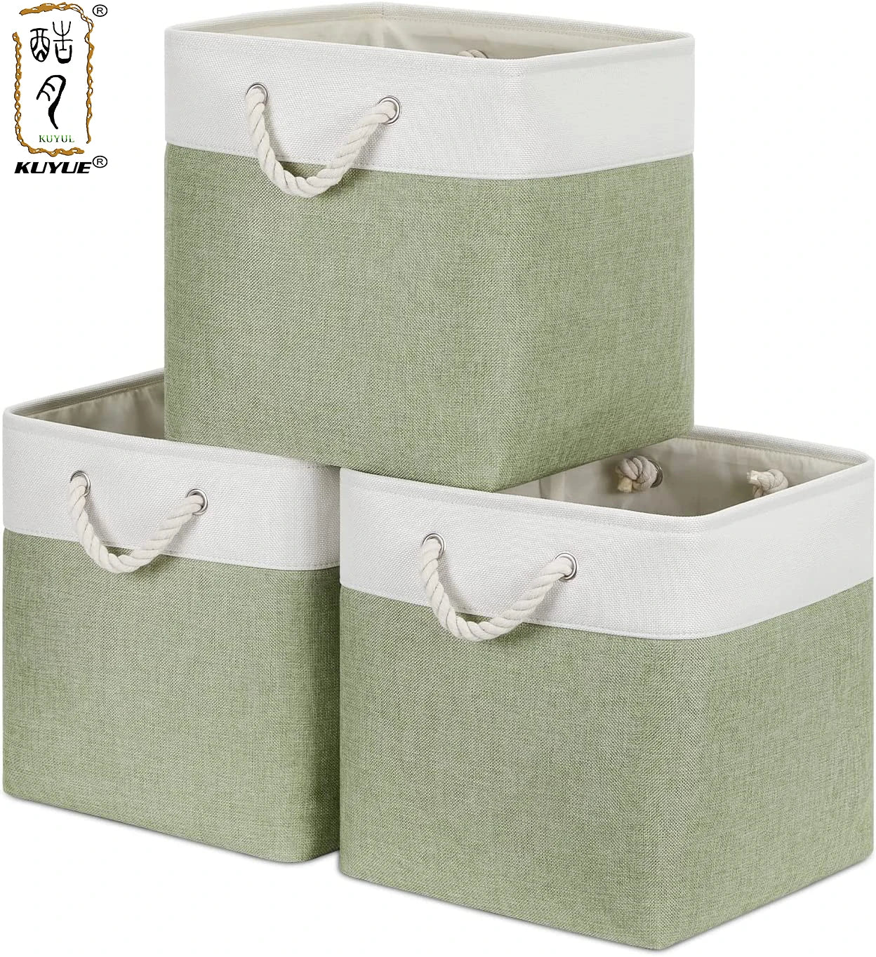 KUYUEFabric Storage Baskets Empty Gift Baskets with Rope Handles Decorative Baskets for Organizing