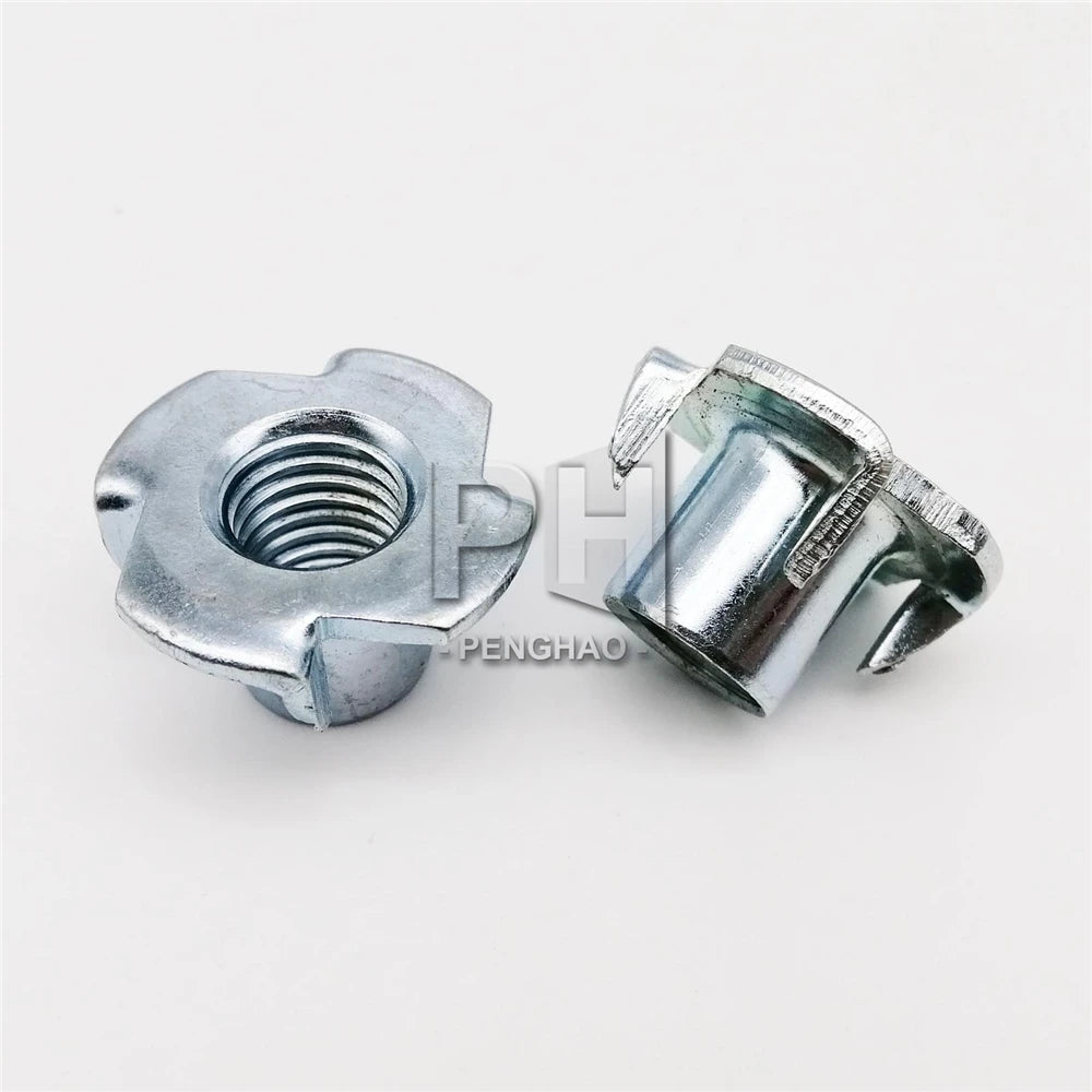 M3 M4 M5 M6 M8 M10 M12 Zinc Plated Four Claws Nut Speaker Nut T-nut Blind Pronged Tee Nut Furniture Hardware
