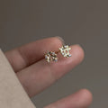 Fashion Wholesale 925 Sterling Silver Small Flower Shape Zircon Stud Earrings Gold Plated Jewelry for Women